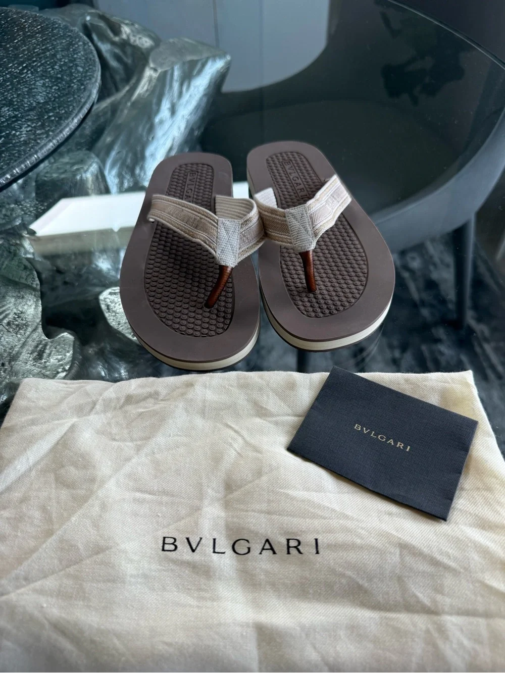 Bulgari woman’s Brown & Beige Flip Flop Sandals